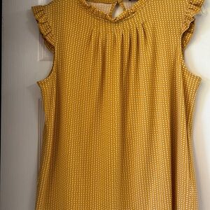 Adrianna Papell Yellow Ruffled Flutter Sleeve Blouse